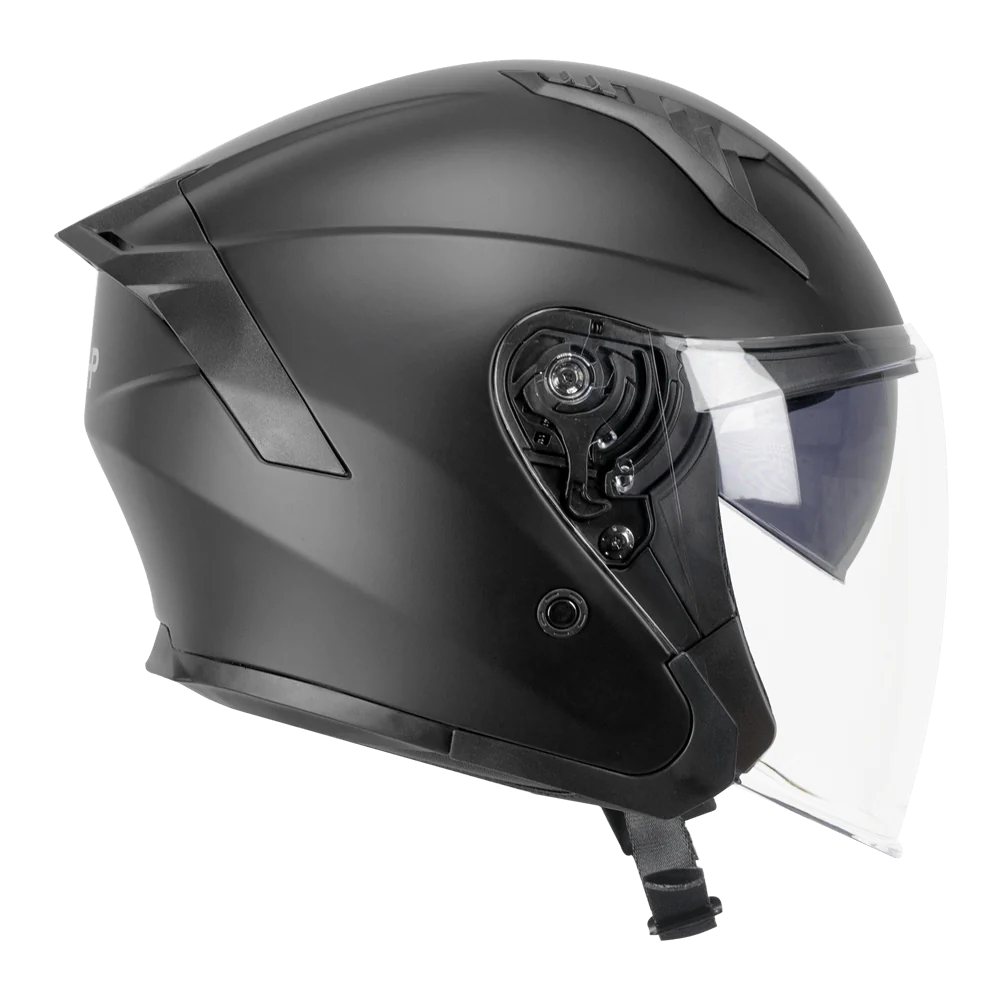 Casco Jet SKA-P Jedi Mono Nero Opaco Visiera Lunga Parasole Interno ECE 22-06