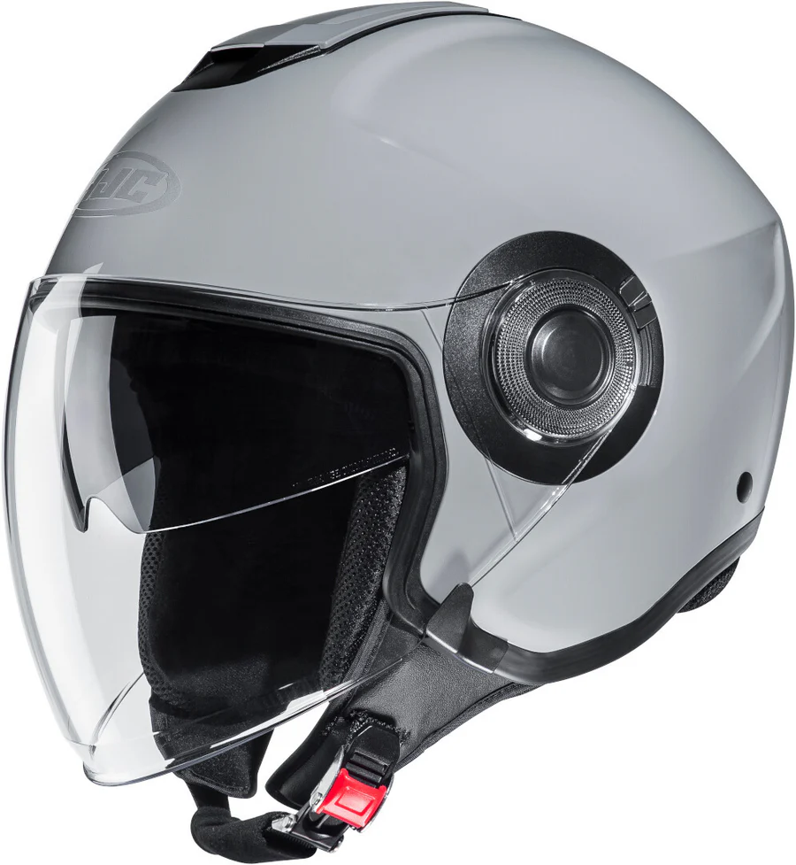 Casco Jet Hjc i40 N Gray Grigio Lucido ECE 22-06 Visiera Lunga Parasole Interno