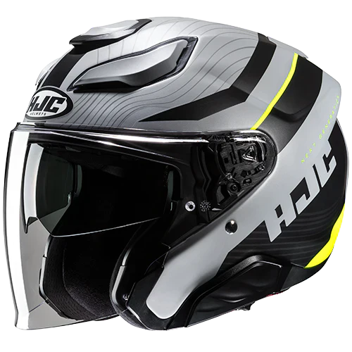 Casco Moto Jet Hjc F31 Naby MC3HSF Grigio Opaco Nero Giallo Fluo