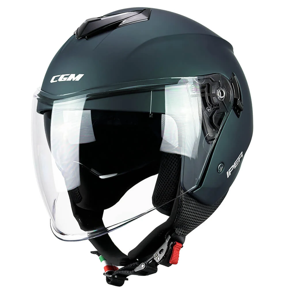 Casco Jet CGM 126A IPER MONO ECE 22-06 Con Visiera Lunga E Parasole Petrolio Opaco