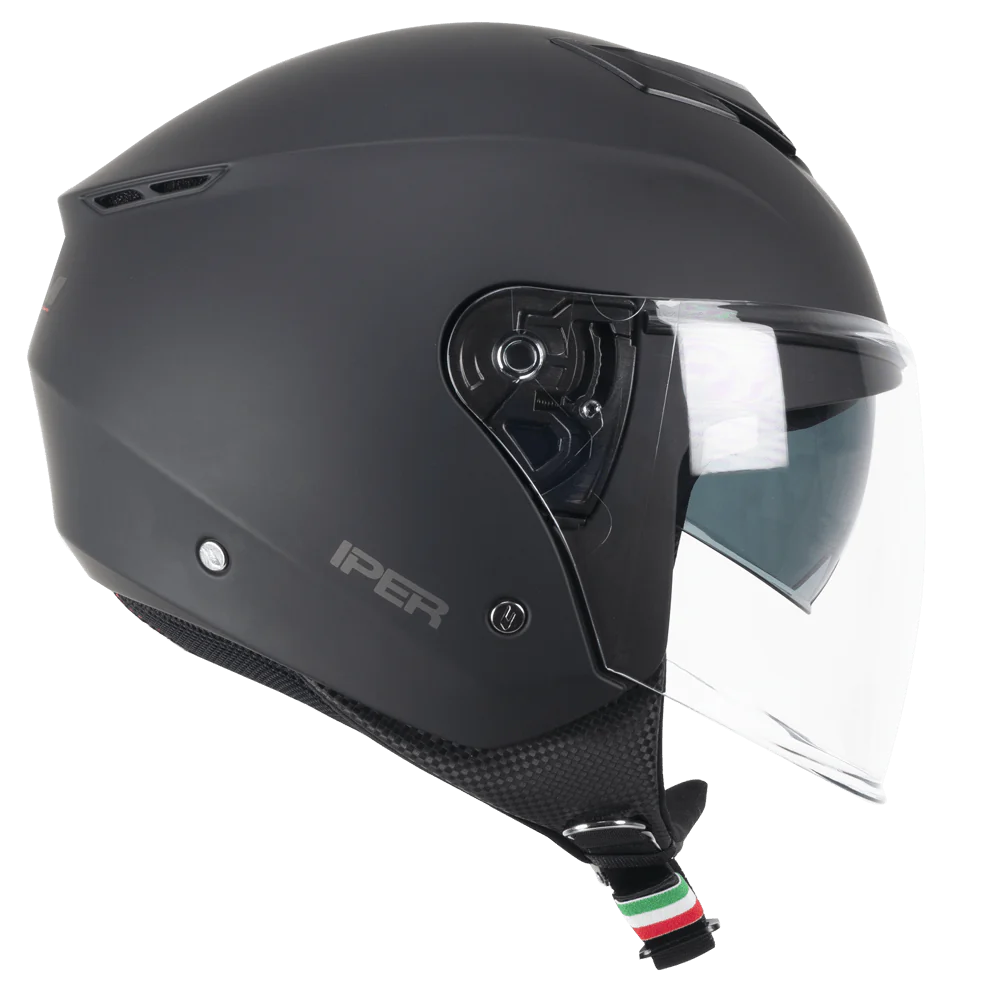 Casco Jet CGM 126A IPER MONO ECE 22-06 Con Visiera Lunga E Parasole Nero Opaco