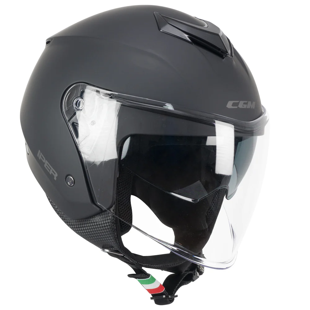 Casco Jet CGM 126A IPER MONO ECE 22-06 Con Visiera Lunga E Parasole Nero Opaco