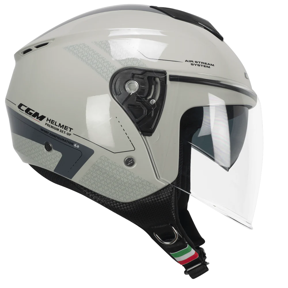 Casco Jet CGM 126A IPER CITY ECE 22-06 Con Visiera Lunga E Parasole Grigio Bigio