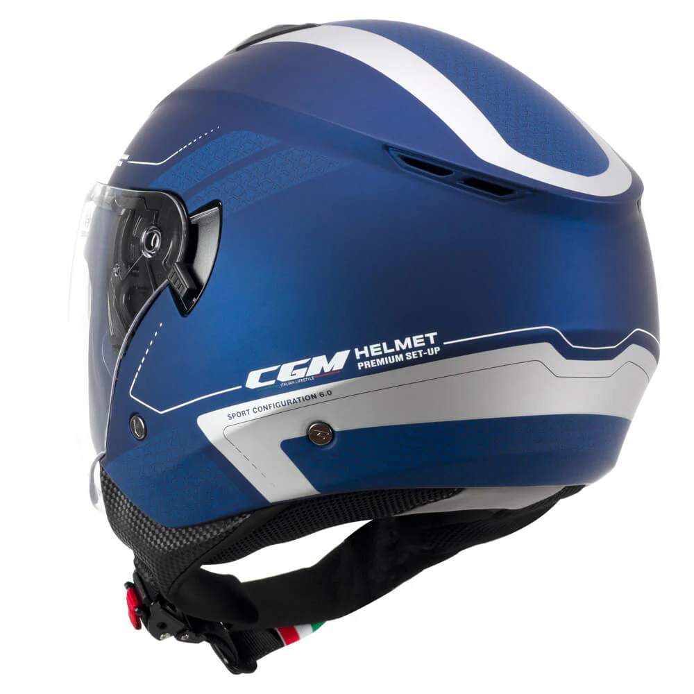 Casco Jet CGM 126A IPER CITY ECE 22-06 Con Visiera Lunga E Parasole Blu Argento