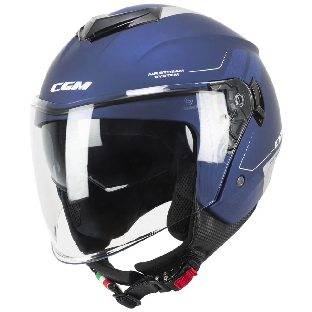 Casco Jet CGM 126A IPER CITY ECE 22-06 Con Visiera Lunga E Parasole Blu Argento