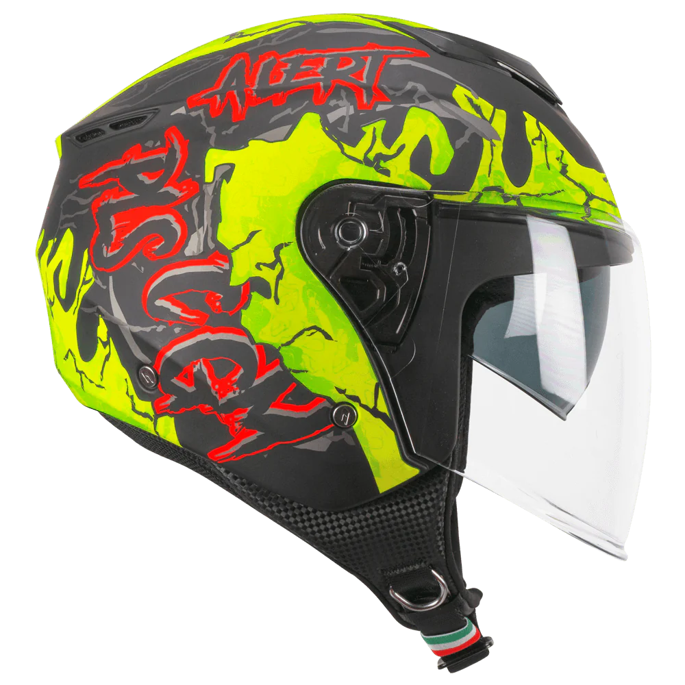 Casco Jet CGM 126A IPER ALERT ECE 22-06 Con Visiera Lunga E Parasole Nero Giallo Fluo