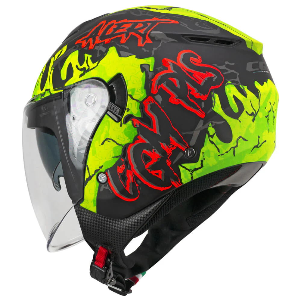 Casco Jet CGM 126A IPER ALERT ECE 22-06 Con Visiera Lunga E Parasole Nero Giallo Fluo