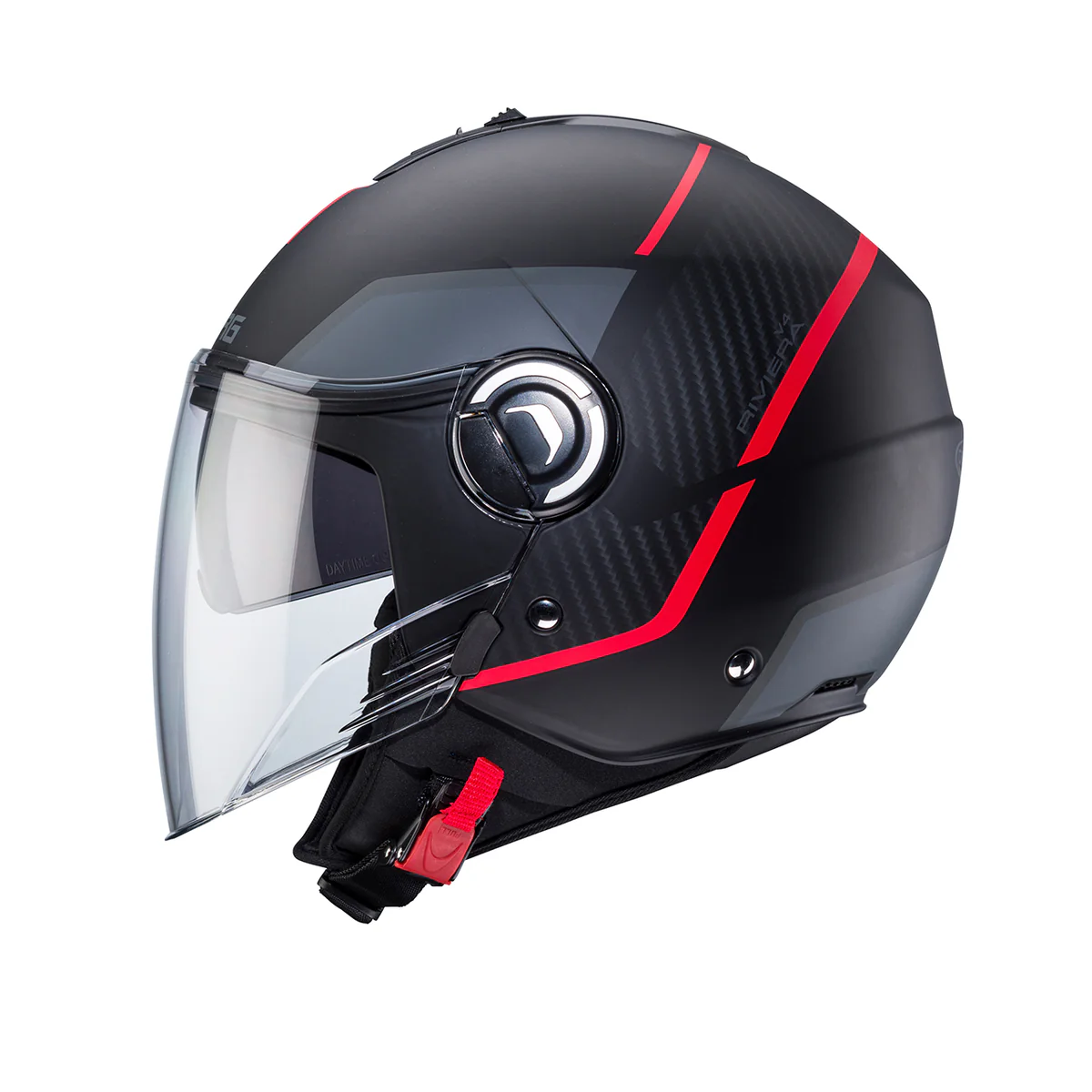 Casco Jet Caberg Riviera V4 X GEO Nero/Rosso/Antracite