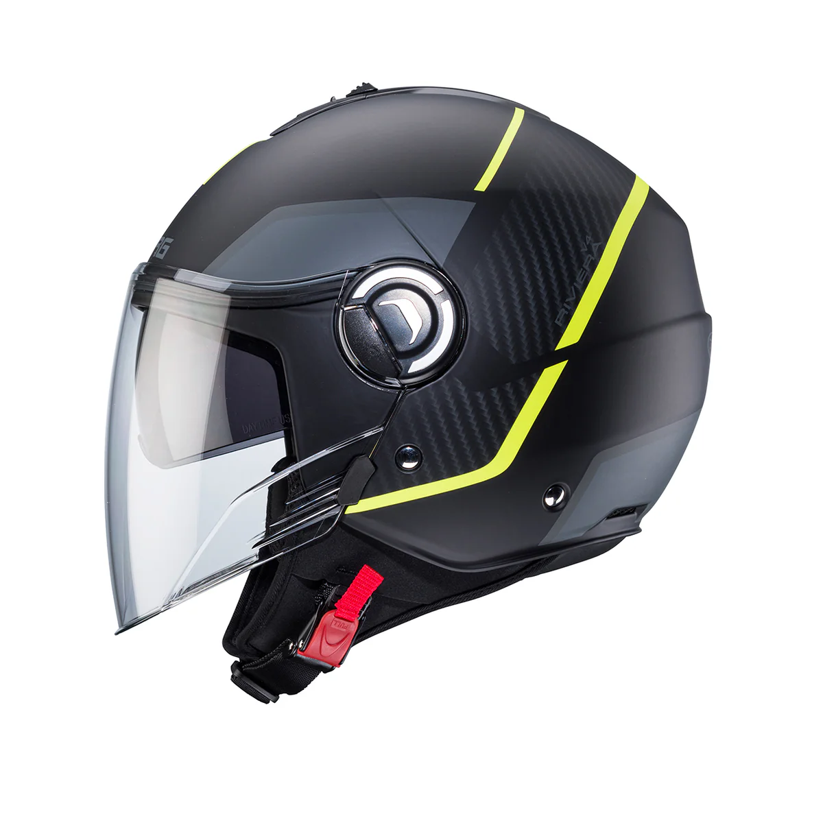 Casco Jet Caberg Riviera V4 X GEO Nero/Giallo Fluo/Antracite