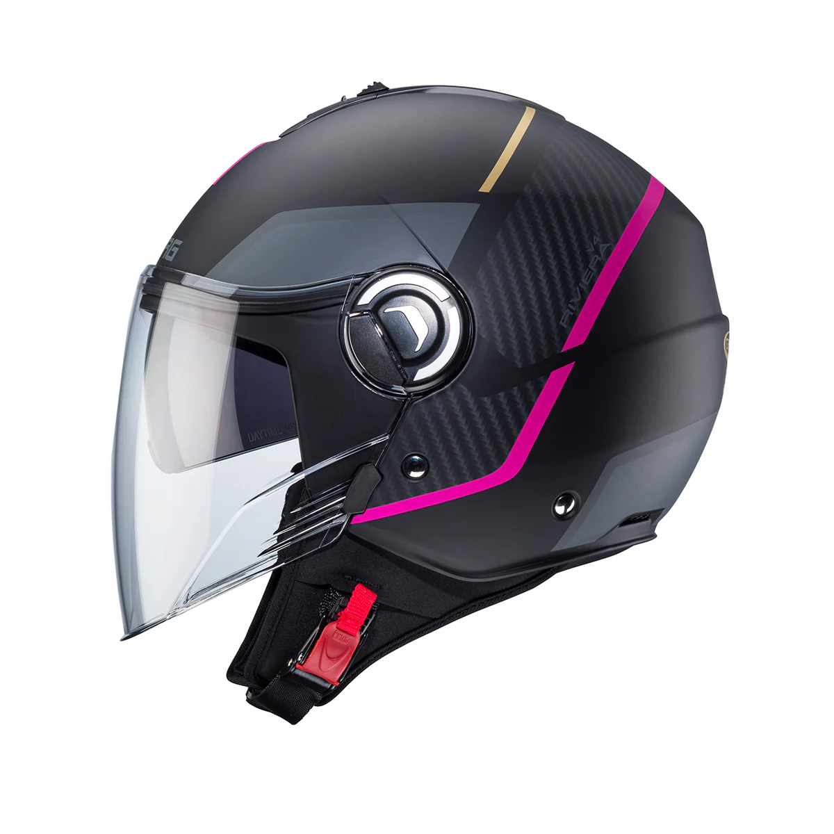 Casco Jet Caberg Riviera V4 X GEO Nero/Antracite/Fucsia