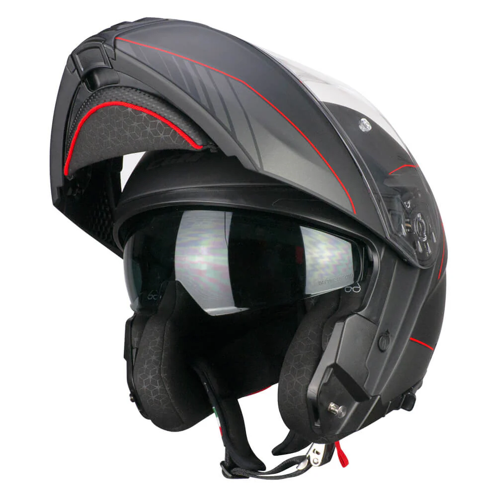 Casco CGM Modulare 560G MAD RIDE In Fibra Composita Nero Rosso opaco