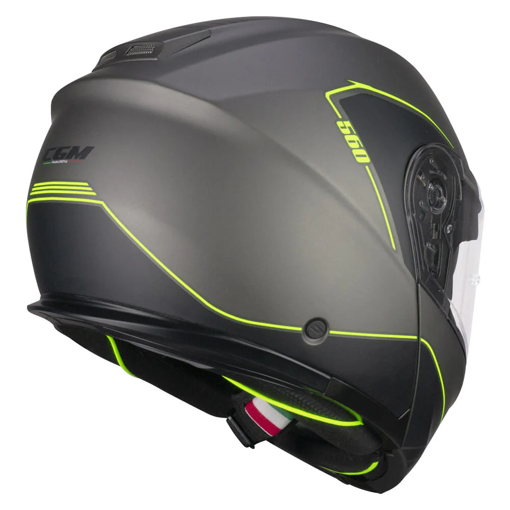 Casco CGM Modulare 560G MAD RIDE In Fibra Composita Grafite Giallo Fluo