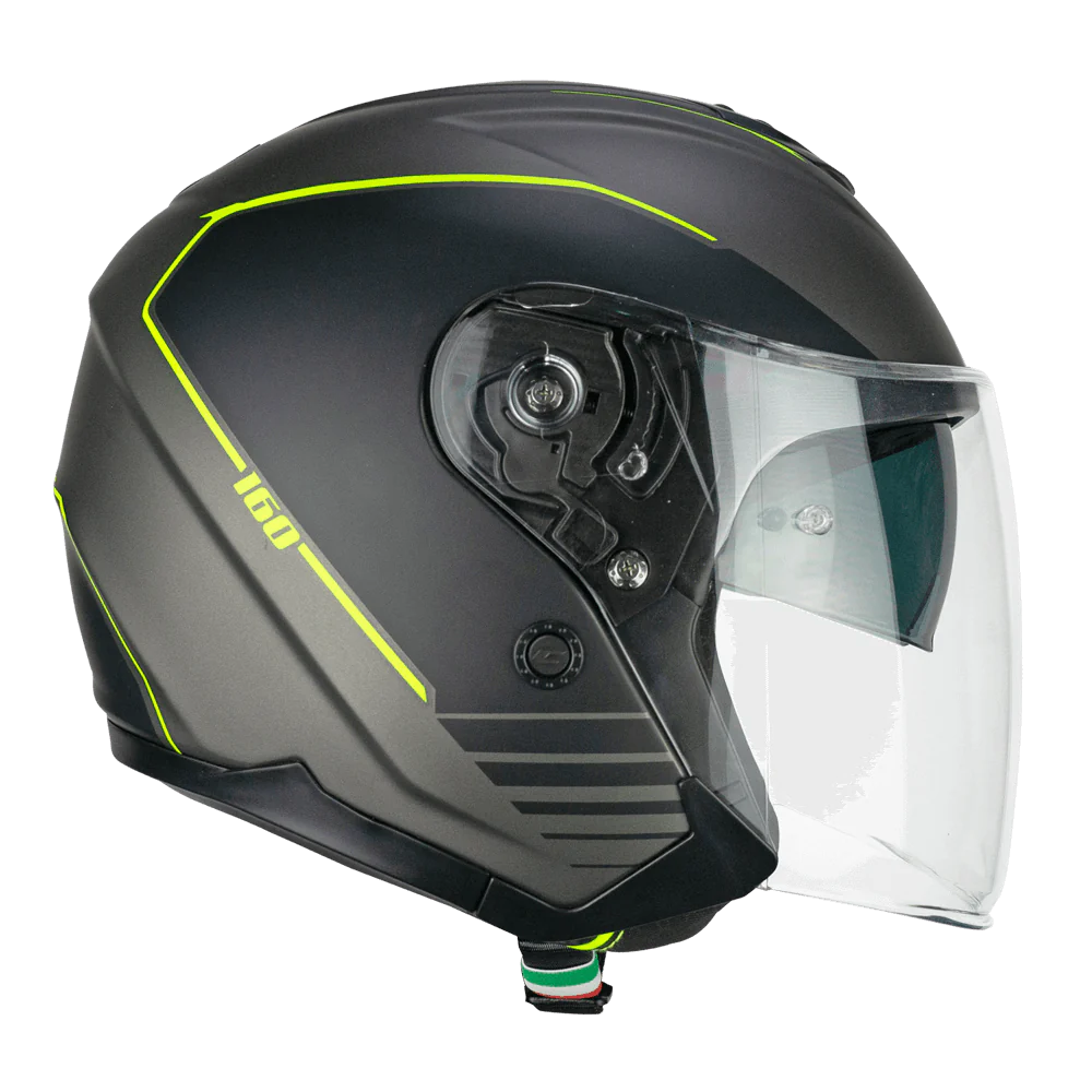 Casco CGM Jet 160A JAD Ride Grafite/Giallo In Fibra Composita ECE 22/06