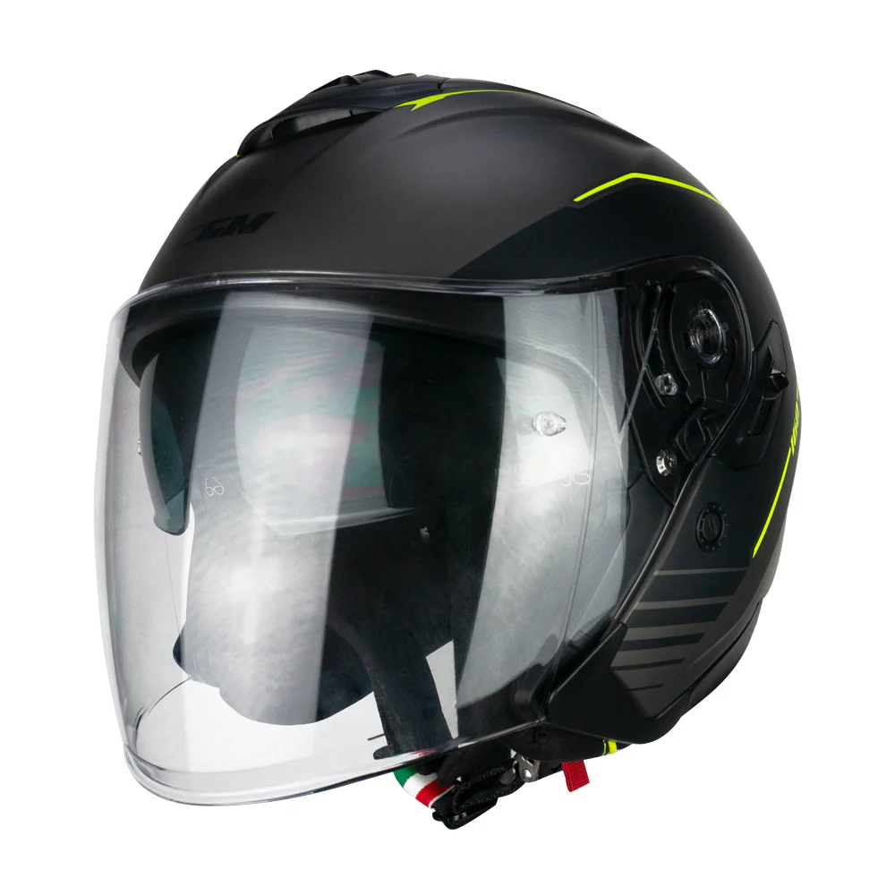 Casco CGM Jet 160A JAD Ride Grafite/Giallo In Fibra Composita ECE 22/06