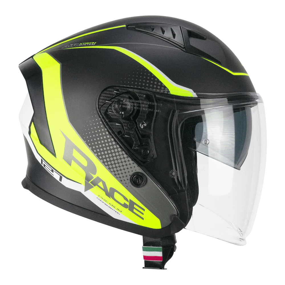 Casco CGM Jet 127A DEEP RACE Grafite Giallo Fluo Opaco ECE 22/06 New