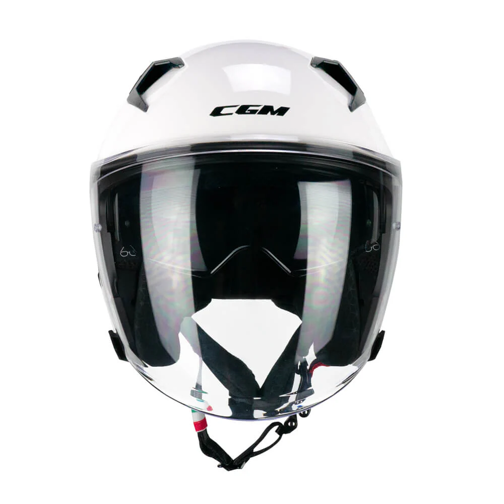 Casco CGM Jet 127A DEEP MONO Bianco Lucido ECE 22/06 New