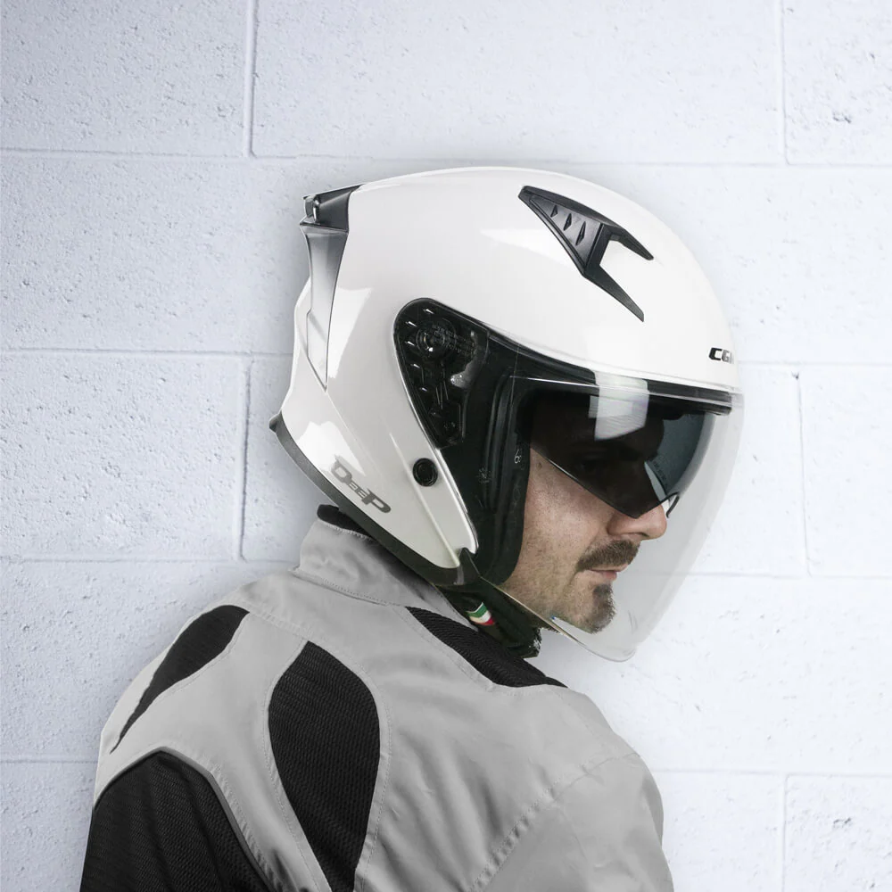 Casco CGM Jet 127A DEEP MONO Bianco Lucido ECE 22/06 New