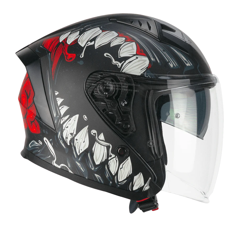 Casco CGM Jet 127A DEEP FREAKER Nero Rosso opaco ECE 22/06 New