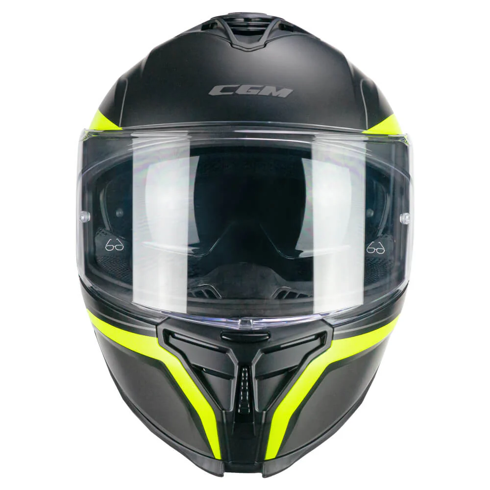 Casco CGM Integrale 363S SHOT RUN Nero Giallo Fluo Opaco 22-06