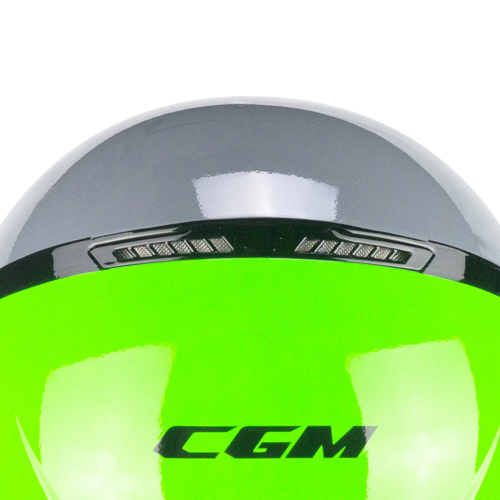 Casco CGM Demi Jet 167R FLO STEP Grigio Verde Visiera Lunga ECE 22/06