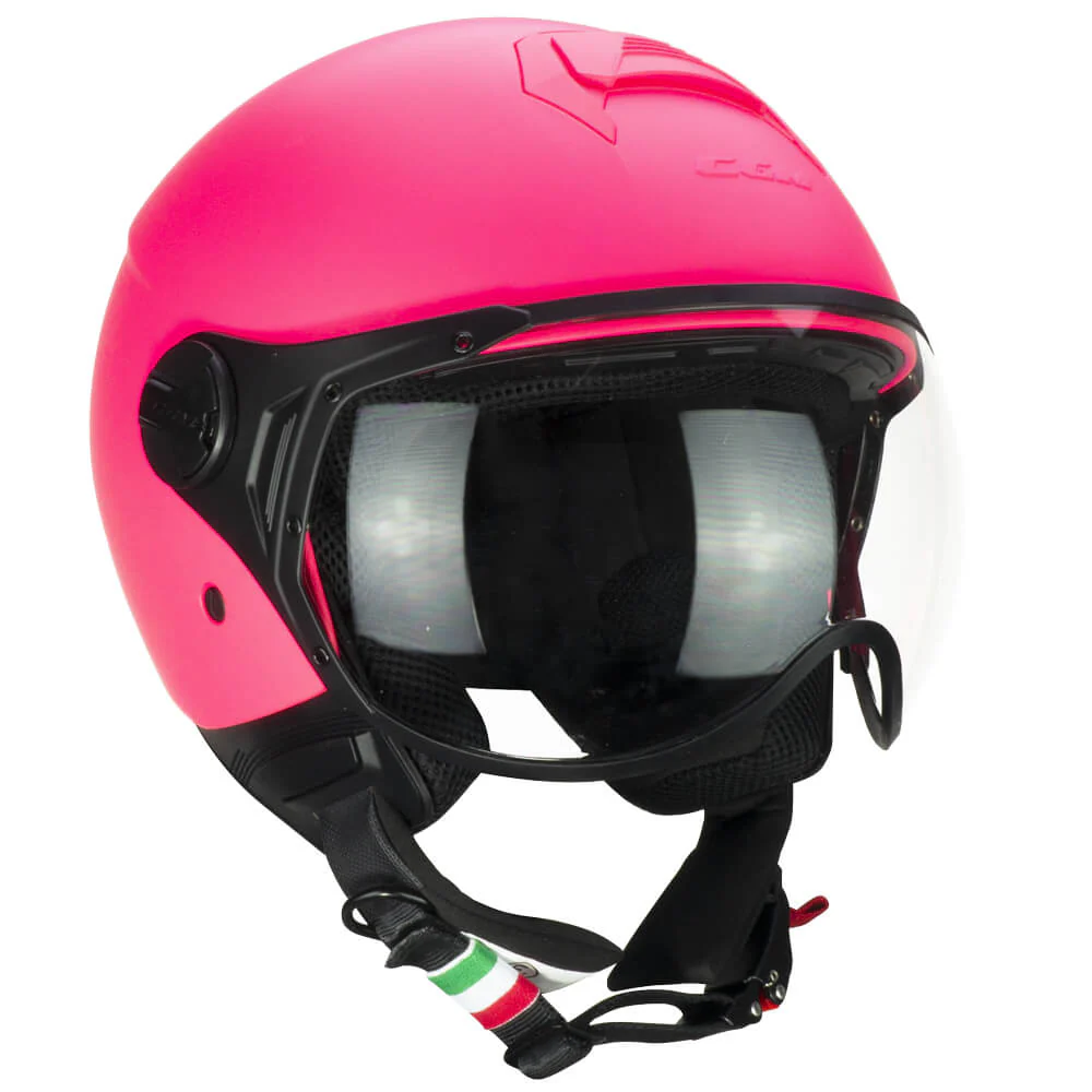 Casco CGM 167A FLO MONO Rosa Fluo Satinato Con Visiera Sagomata ECE 22-06