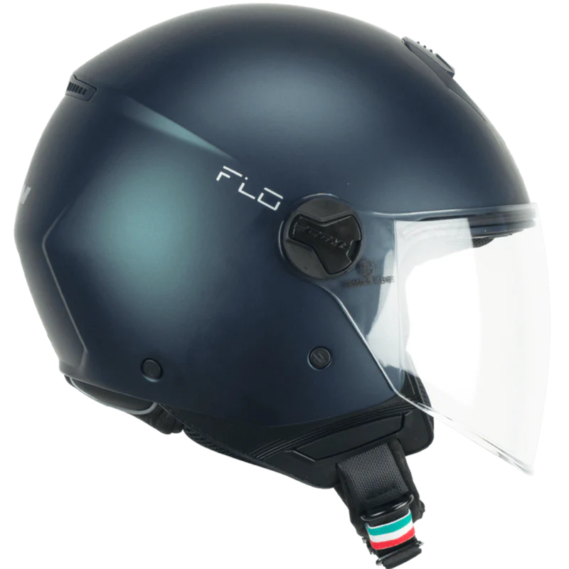 Casco CGM Demi Jet 167R FLO Mono Petrolio Opaco Visiera Lunga ECE 22/06