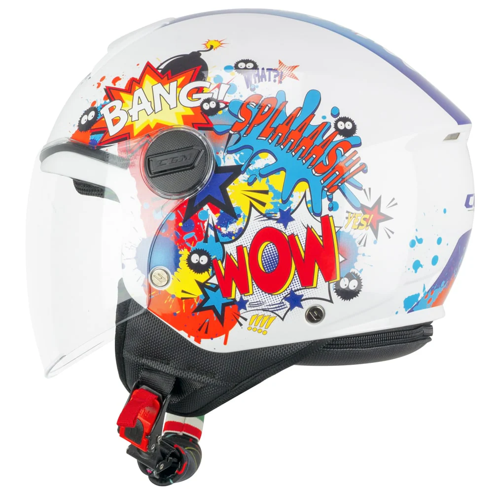 Casco CGM Bimbo 261A MINI COMICS Blu Bianco Con Visiera Lunga ECE 22-06