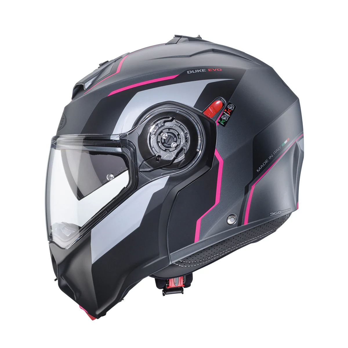 Casco Moto Modulare Caberg Duke Evo Move Grigio Nero Fucsia