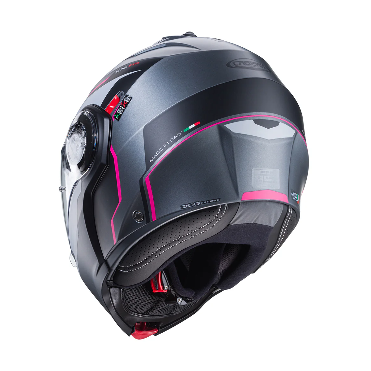 Casco Moto Modulare Caberg Duke Evo Move Grigio Nero Fucsia