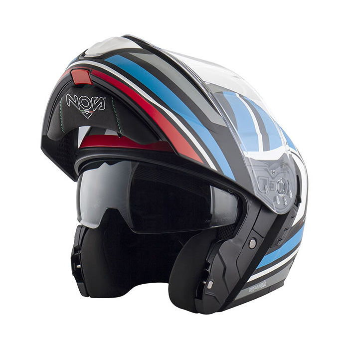 Casco Moto Modulare NOS NS-14 NITRO Blu Rosso Opaco