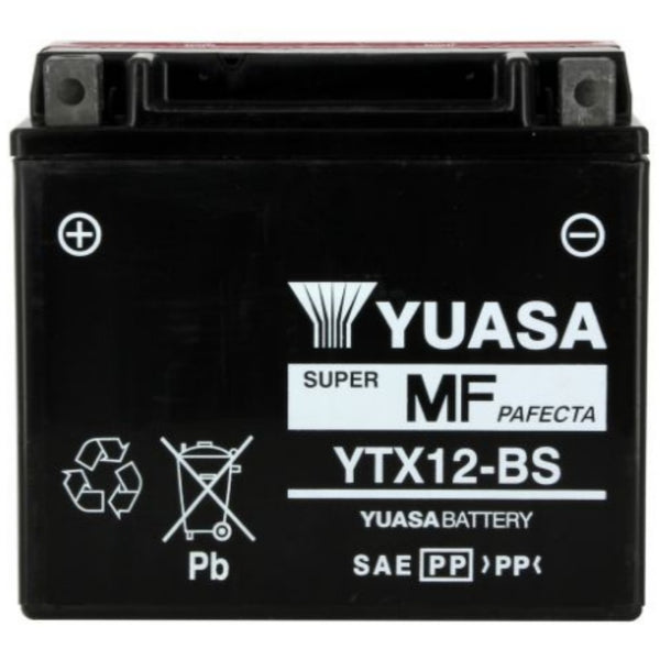 Batteria Yuasa YTX12-BS Senza Manutenzione Con Pacco Acido