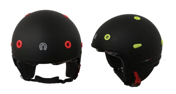 Demi-Jet Duraleu Nudo Colored Parts helmet with fluo ferrules