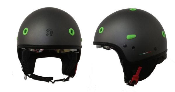 Demi-Jet Duraleu Nudo Colored Parts helmet with fluo ferrules