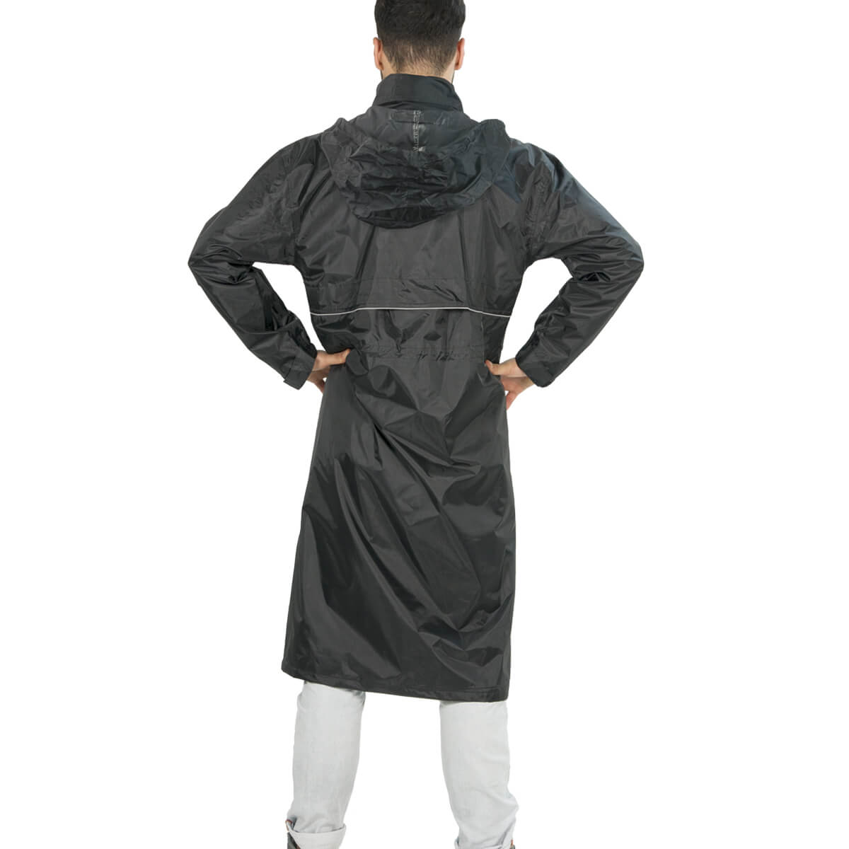 TJMarvin Rainproof Trench Coat With Hood And E05 Black Leg Cover Insert