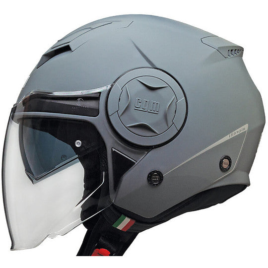 Casco Cgm Jet 129a Illinois Con Visiera Lunga E Occhialino Interno Grigio Opaco