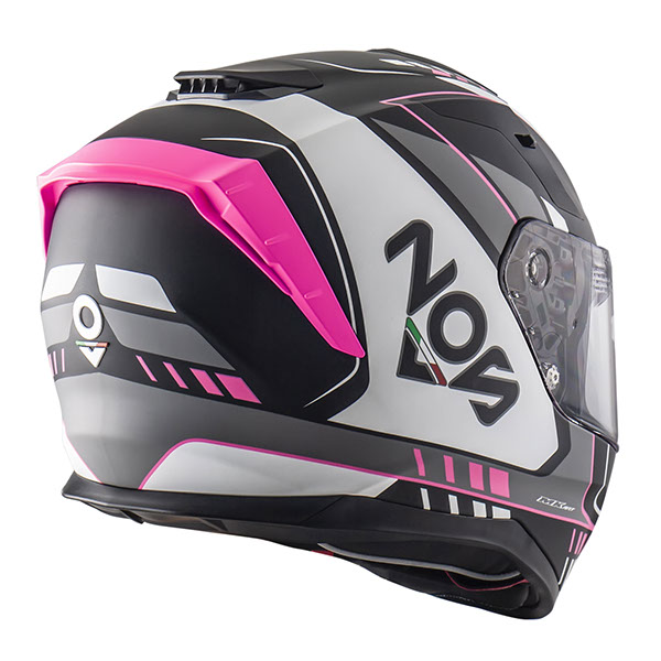 FULL FACE HELMET NOS NS-10 MIG VIOLET BLACK / WHITE / PINK WITH SUNGLASSES AND PINLOCK INCLUDED