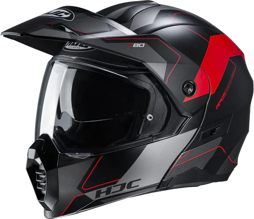 Casco Modulare Hjc C80 Rox Mc1sf Nero/Titanio/Rosso