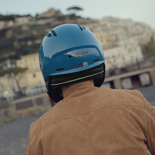 Casco Cgm Demi-Jet 111A SLOT MONO Ottanio Lucido Con Occhialino