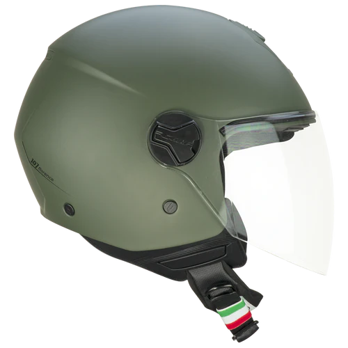 CGM Jet107A FLORENCE MONO Helmet Matte green Long visor