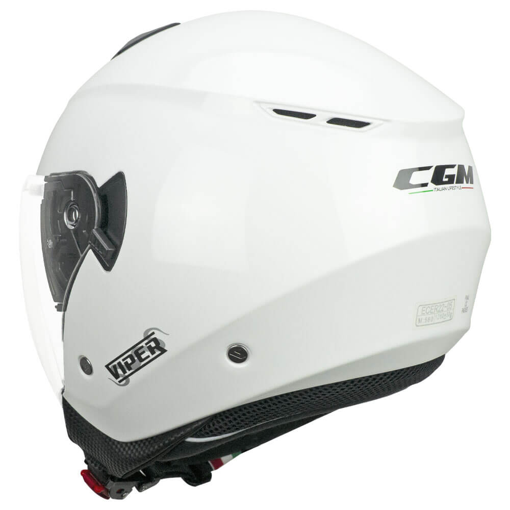 Jet Helmet CGM 125A VIPER MONO Glossy White New Long Visor and Sunshade