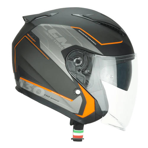 Jet Helmet CGM 130S DAYTONA APACHE Matt Orange Graphite With Long Visor and Internal Sunshade