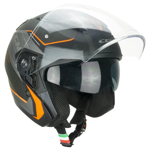 Jet Helmet CGM 130S DAYTONA APACHE Matt Orange Graphite With Long Visor and Internal Sunshade