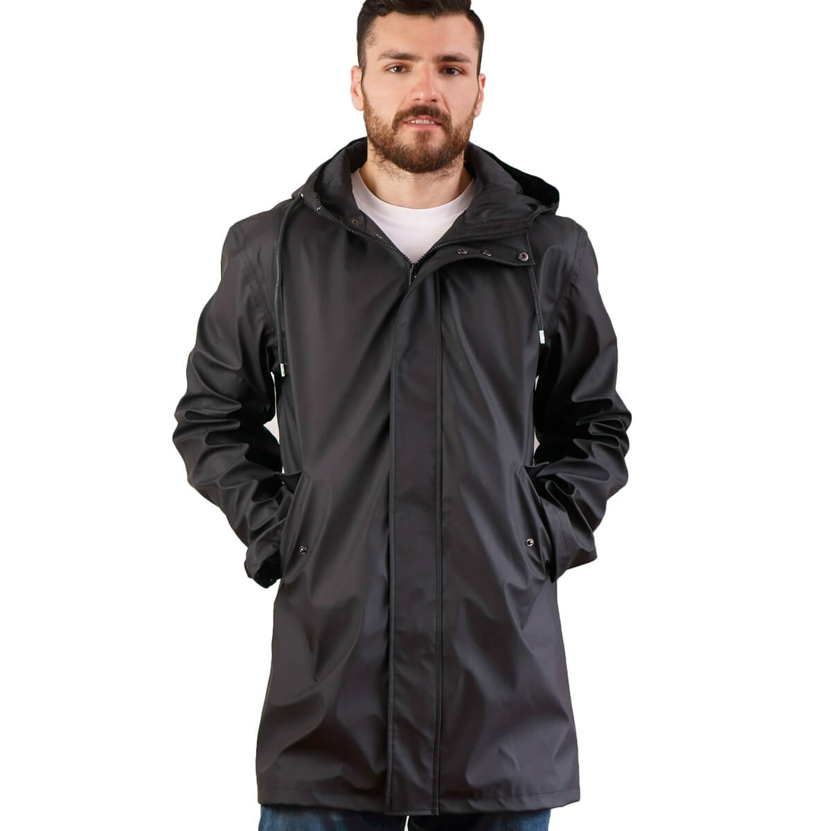 Long Rain Jacket With Waterproof PCU Coating